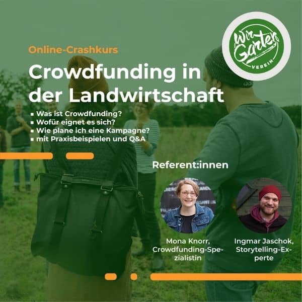 Grafik für Online-Kurs Crowdfunding in der Landwirtschaft mit Kursdetails